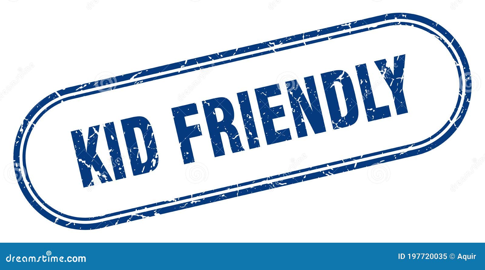 Kid Friendly Stamp. Rounded Grunge Textured Sign. Label Stock Vector