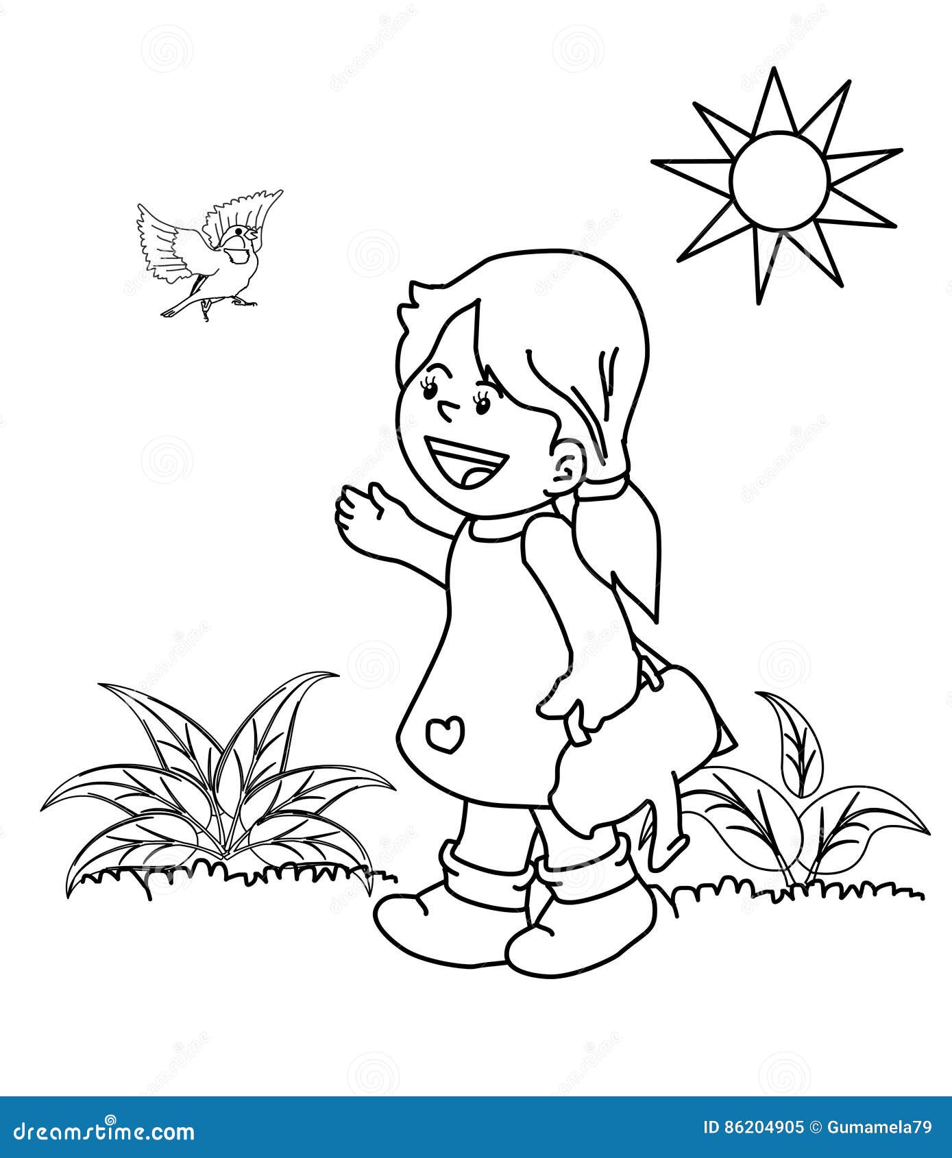 Download Kid In The Garden Coloring Page Stock Illustration ...