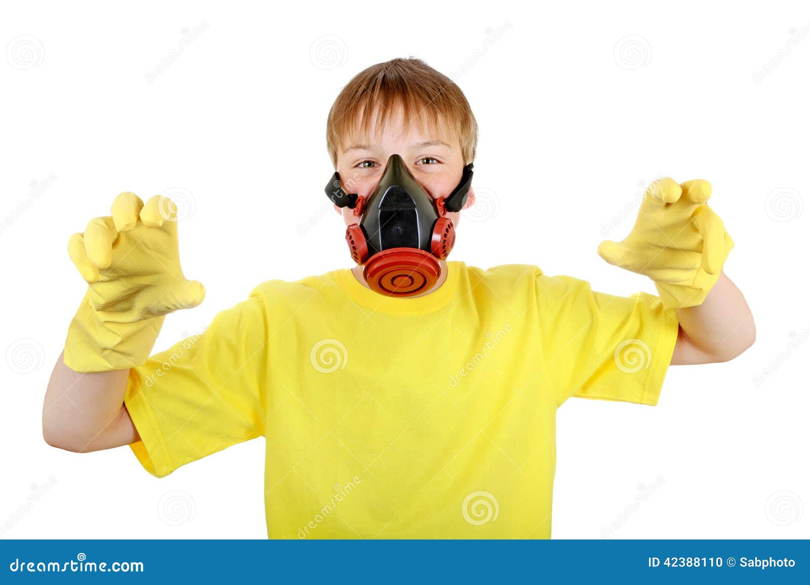 Kid in Gas Mask stock photo. Image of cute, cleaning 42388110