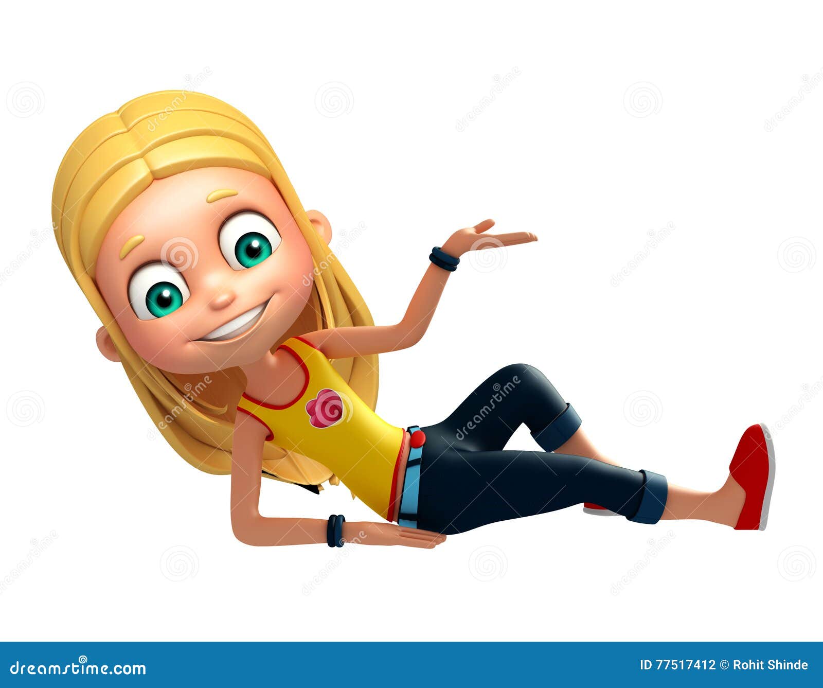 Kid girl with Funny pose stock illustration. Illustration of young