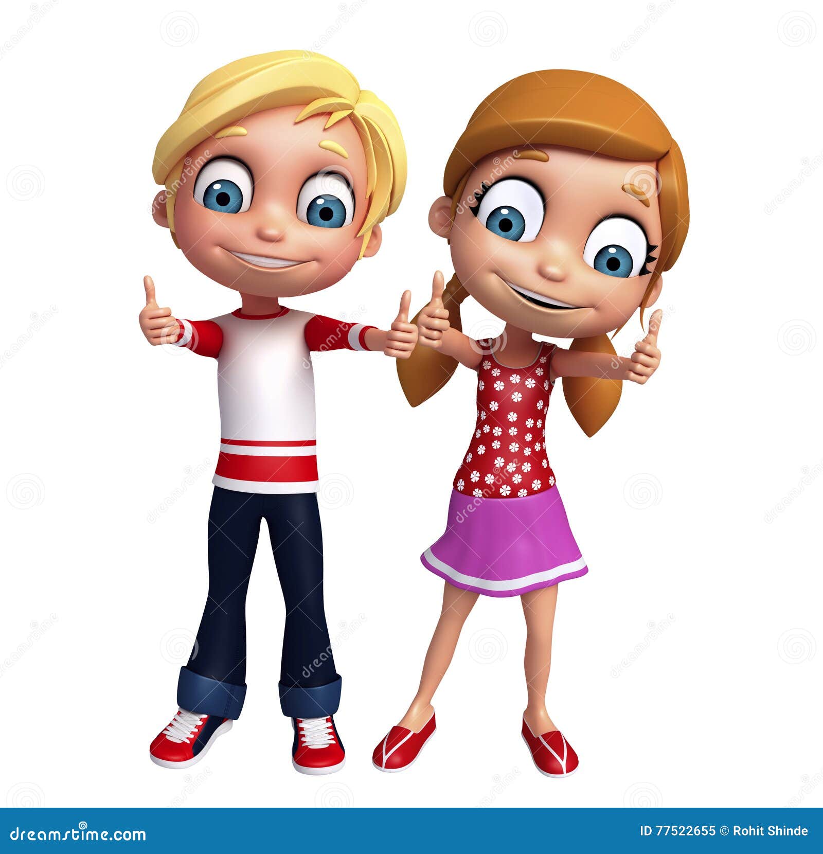 kid girl and kid boy with thums up pose