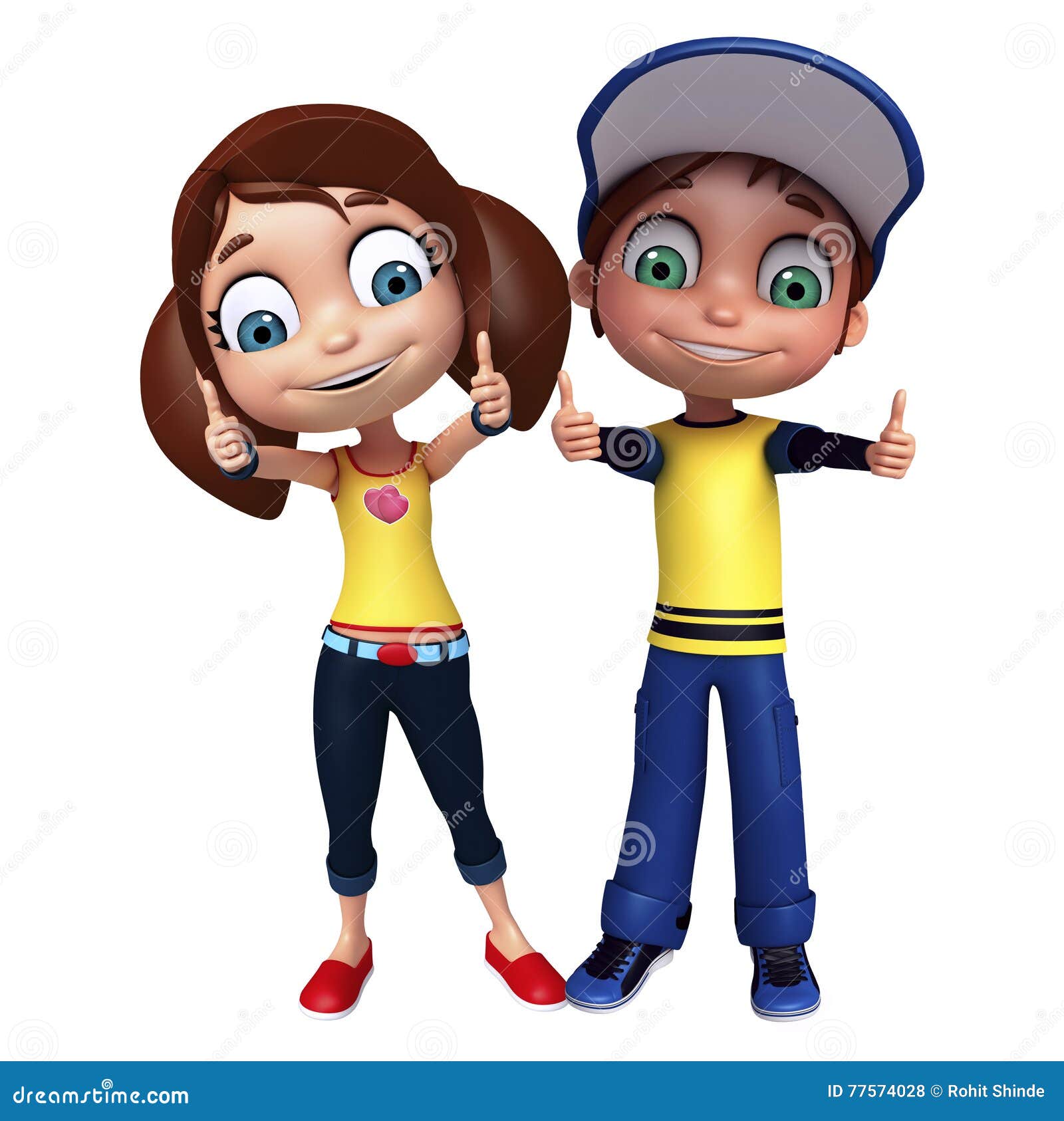 kid girl and kid boy with thums up pose