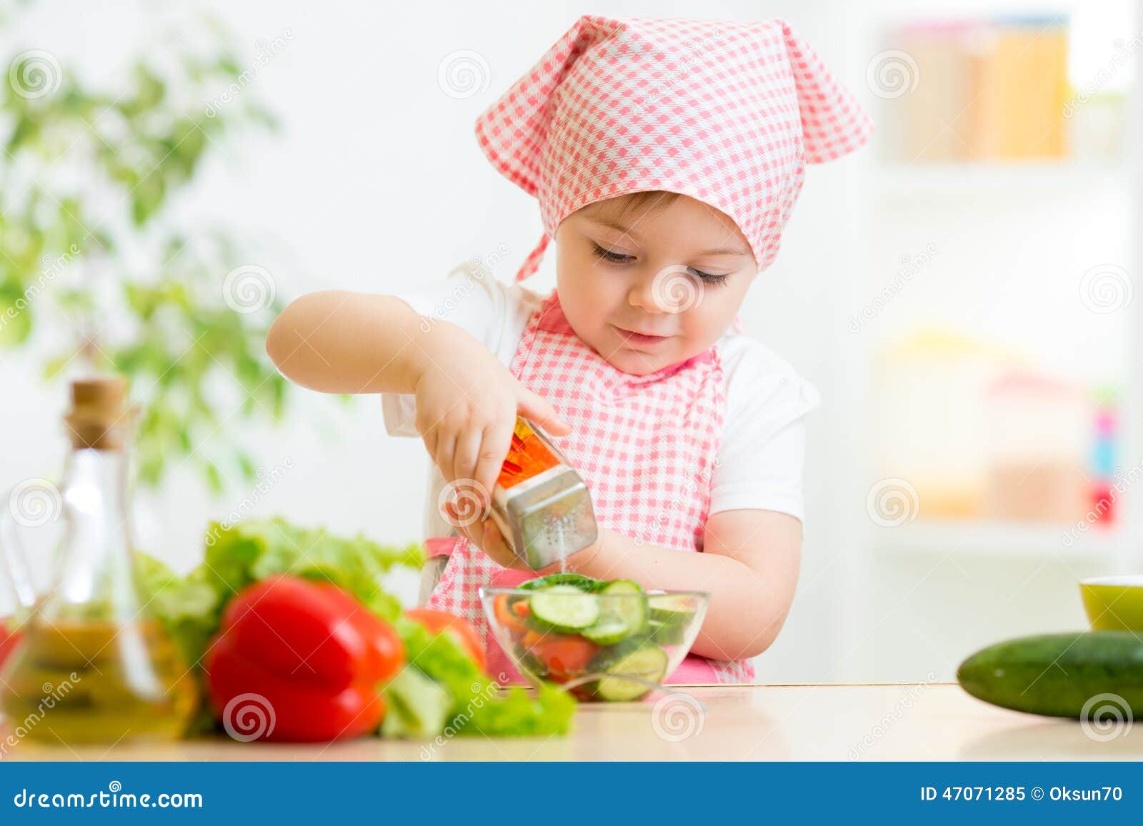 Kid Girl Preparing Vegetables Stock Image Image of meal, nutrition