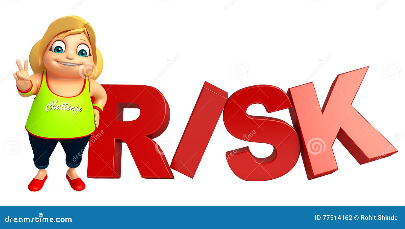 Kid girl with risk sign stock illustration. Illustration of activity