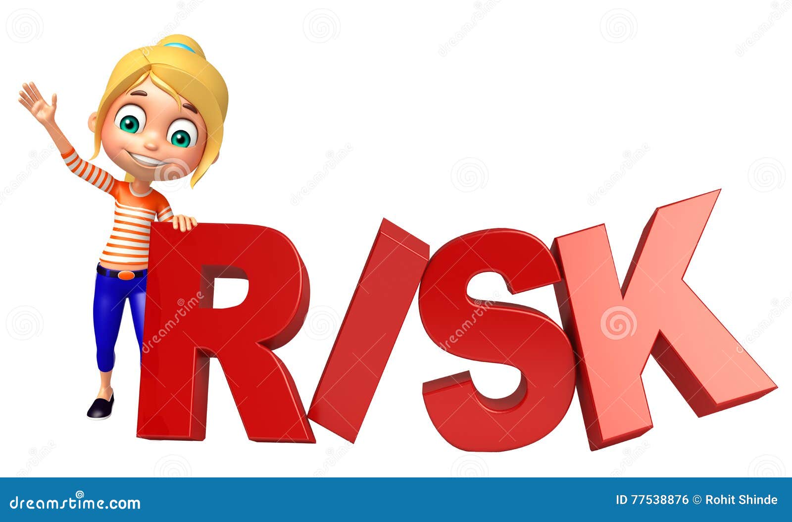 Kid girl with Risk sign stock illustration. Illustration of activity