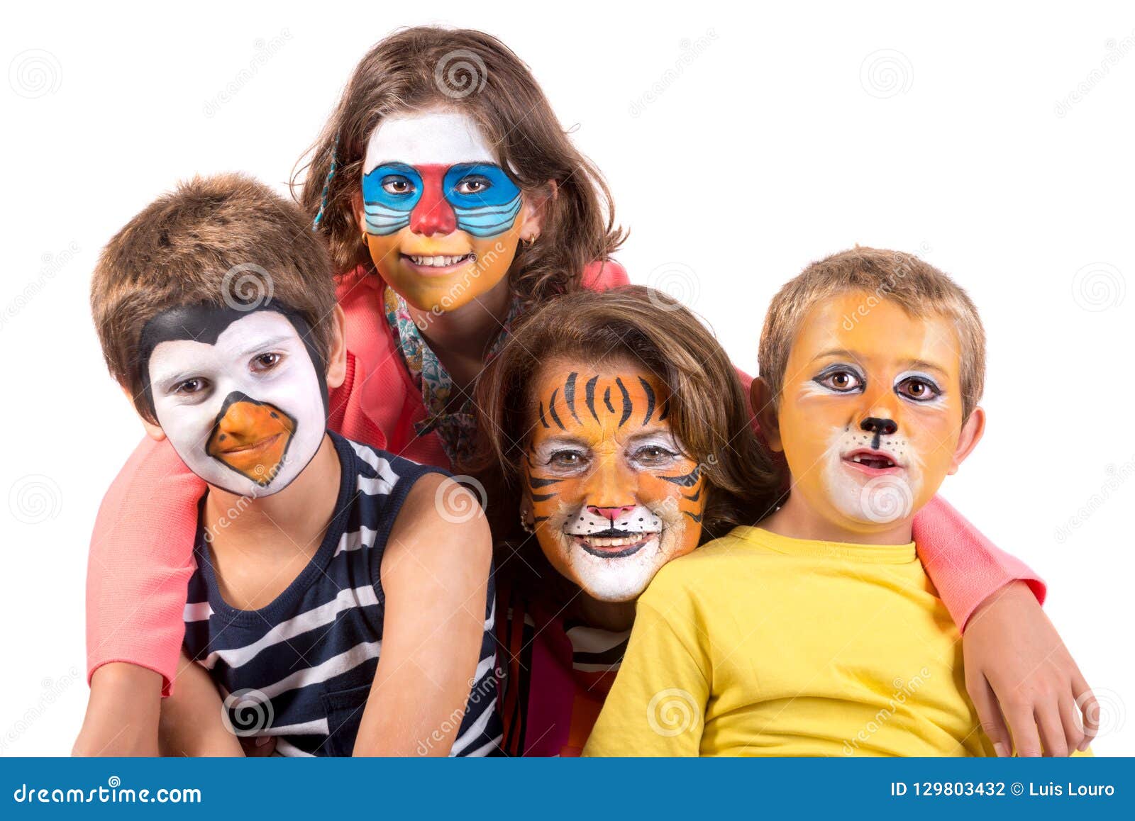 Kid and Granny with Face-paint Stock Photo - Image of boys, face: 129803432