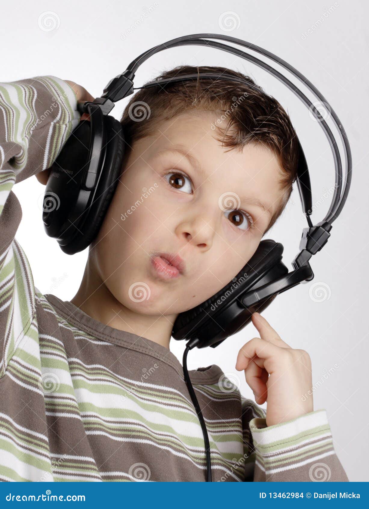 Kid with headset stock photo. Image of song, astonished 13462984