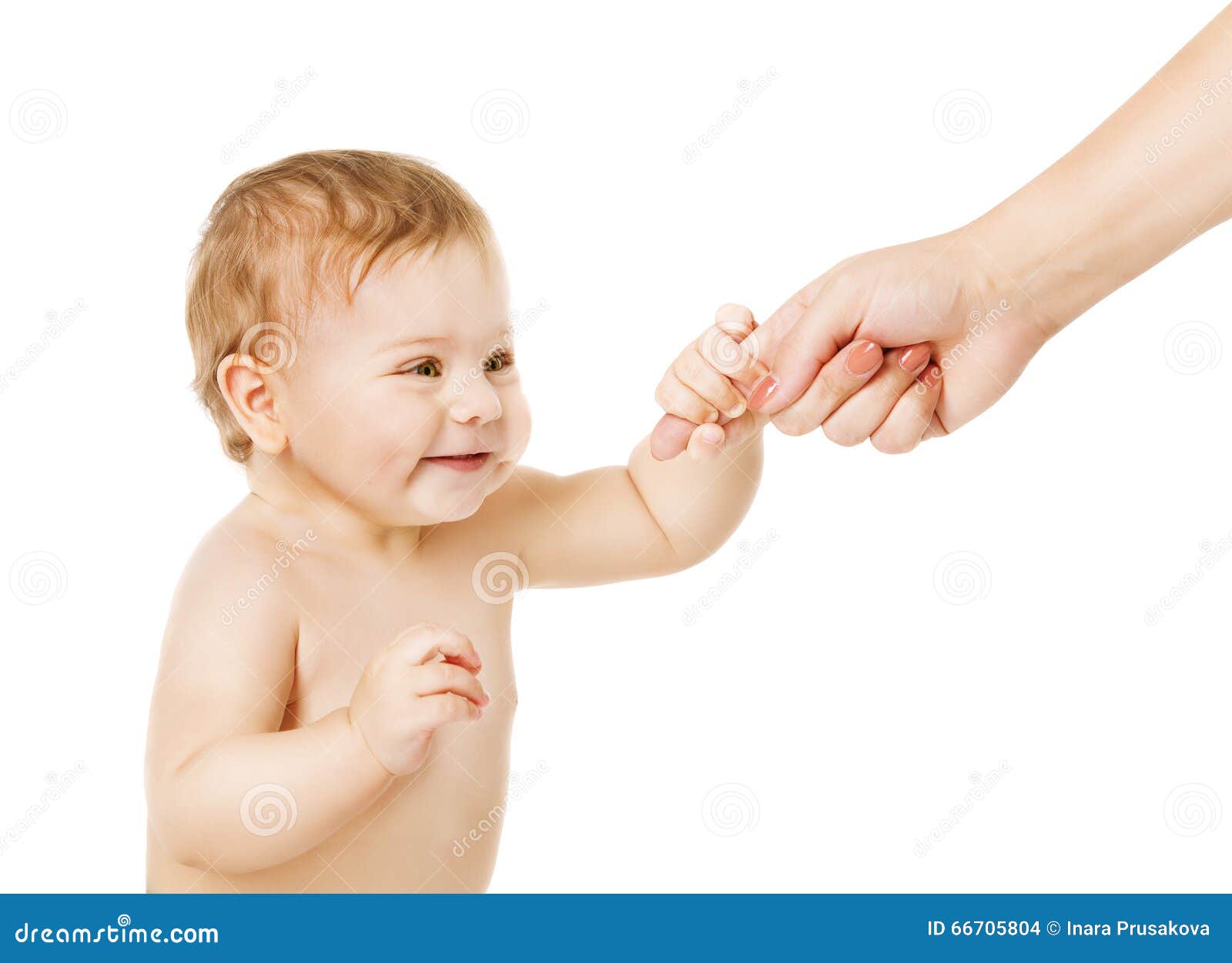 Kid Hold Helping Mother Hand, Active Baby, White Stock Photo Image of background, activity