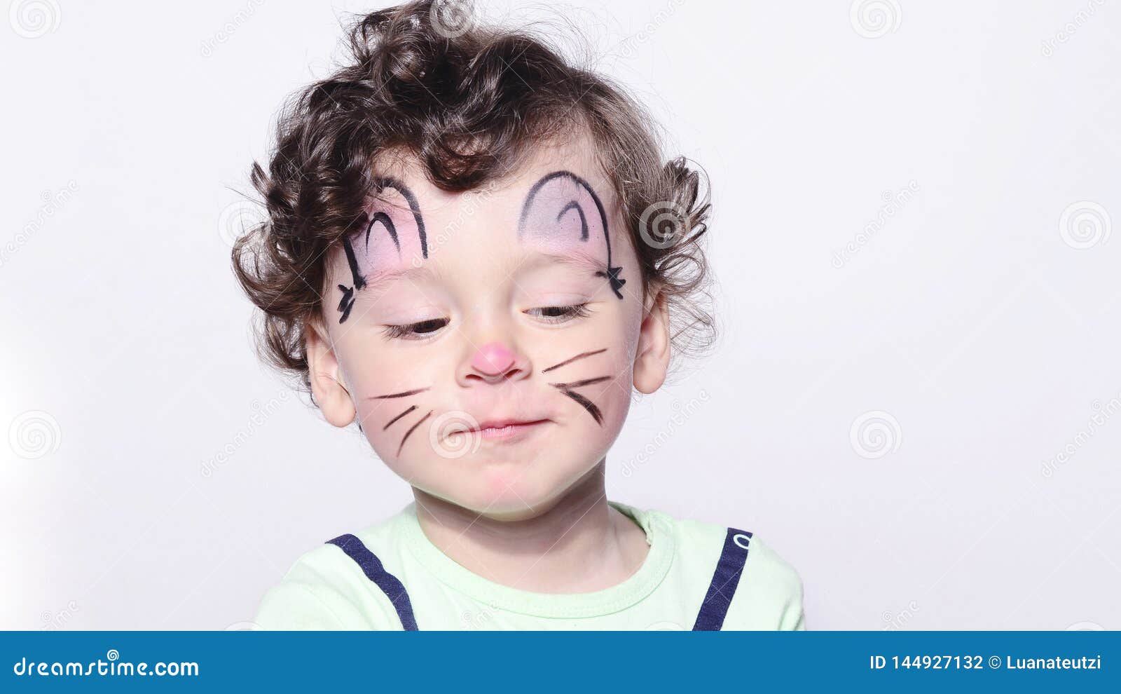 Kid with Mouse Face Mask Face Painting Stock Photo - Image of ...
