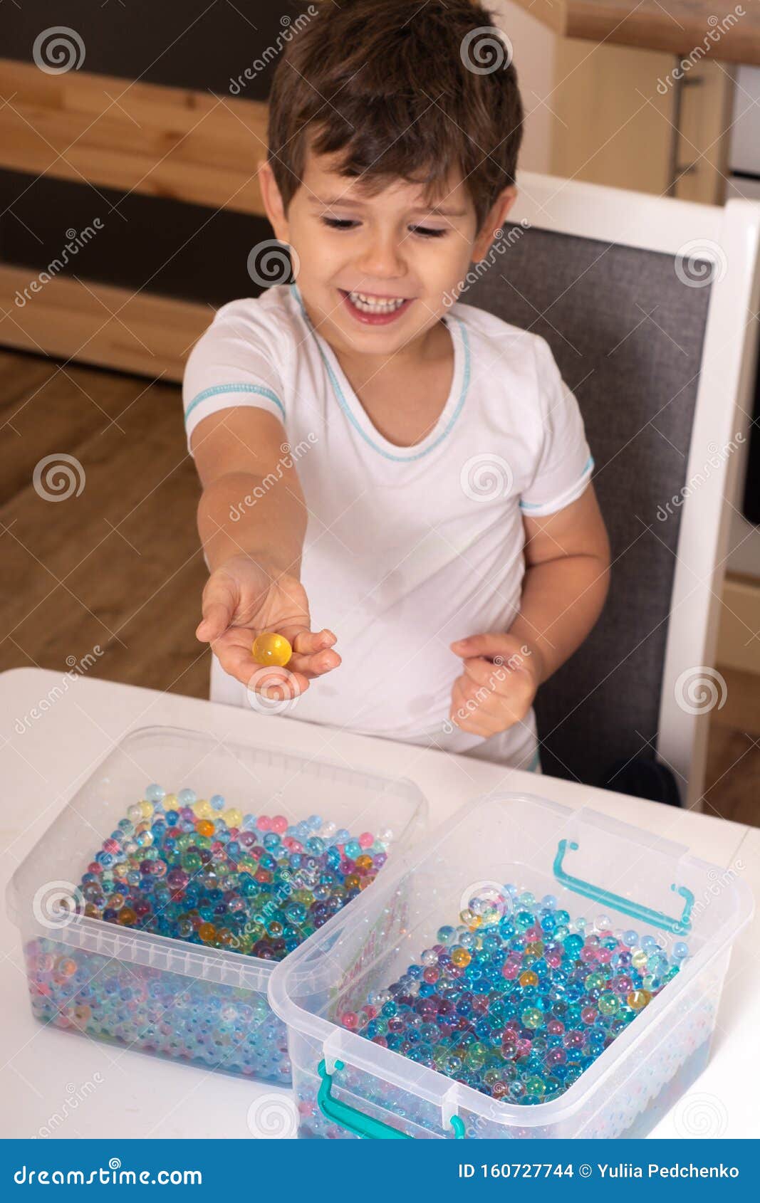 Kid Playing Orbeez Orbeez Balls Sensory Water Beads Stock Photo by