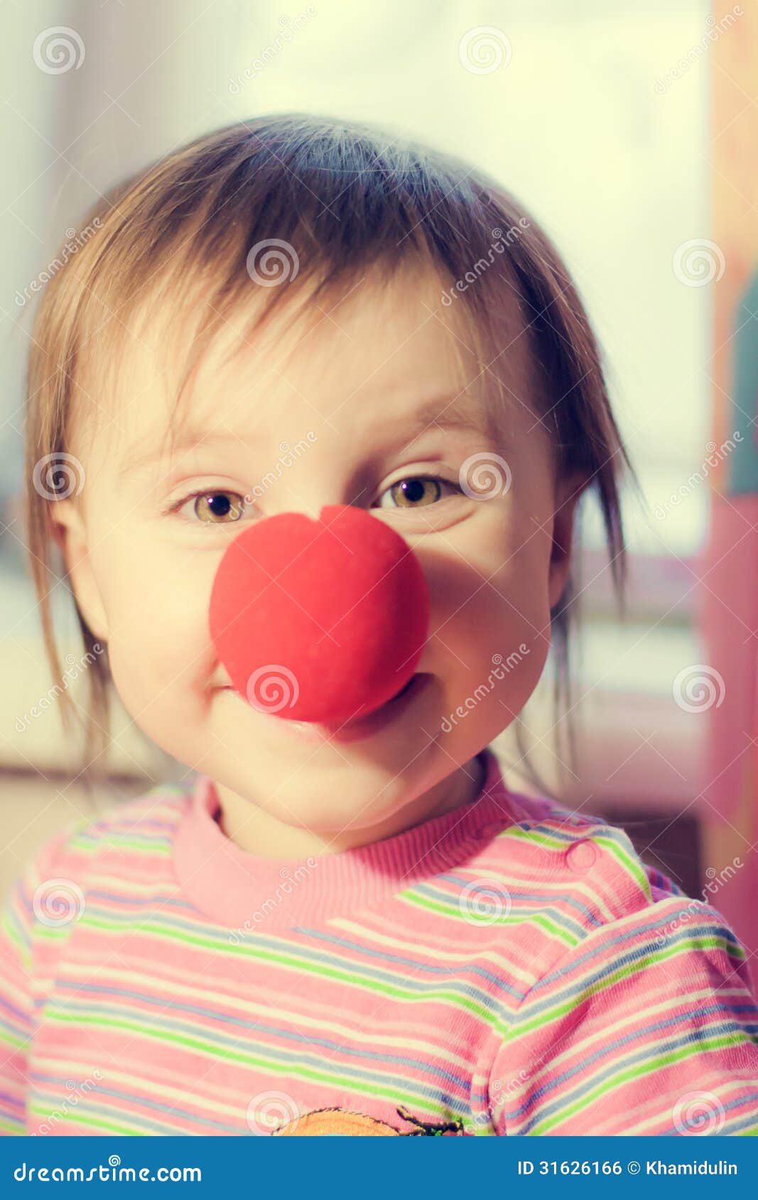 Kid with red nose stock photo. Image of background, face 31626166