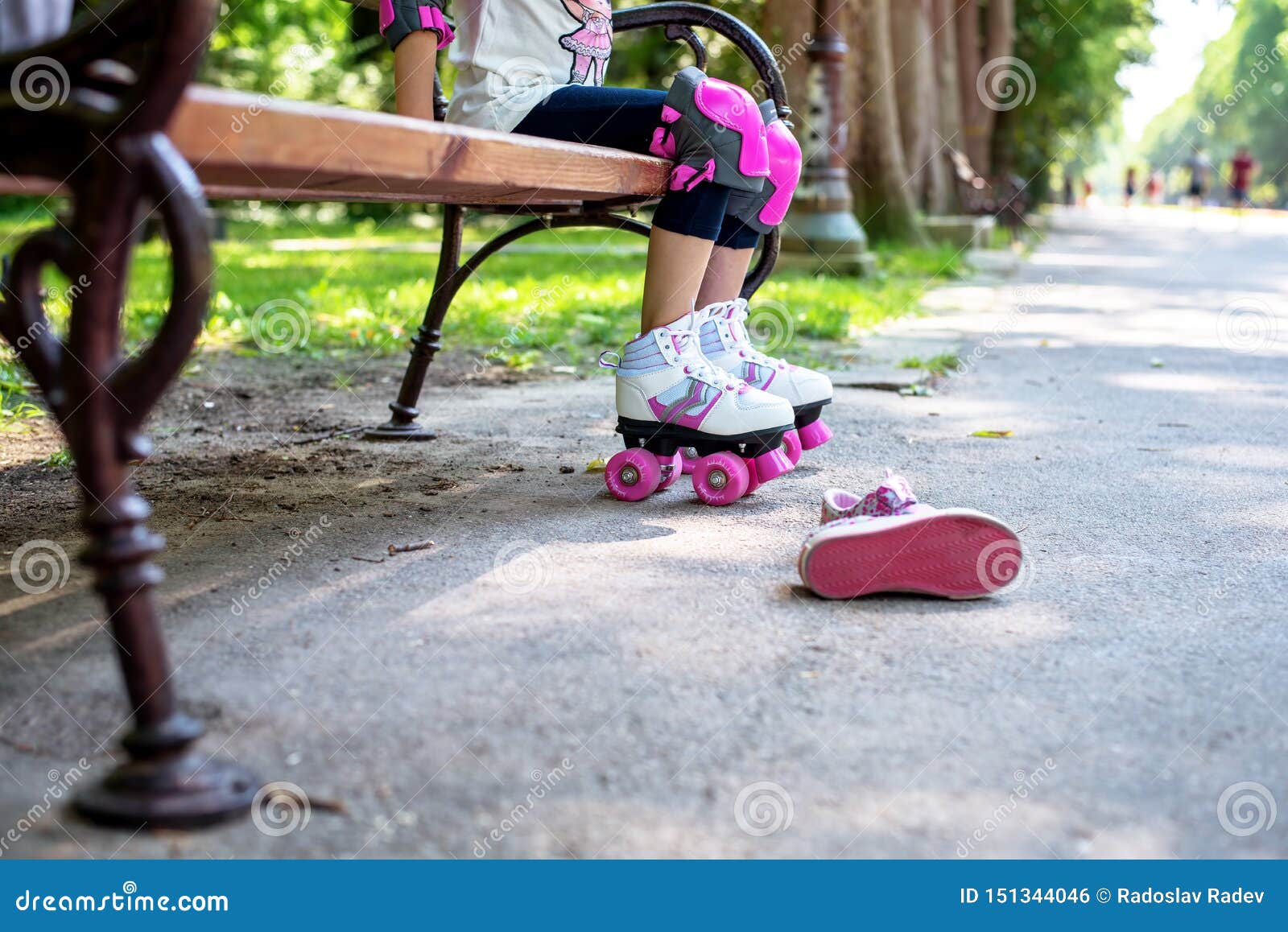 Kid, roller skating. stock photo. Image of outdoor, fitness 151344046