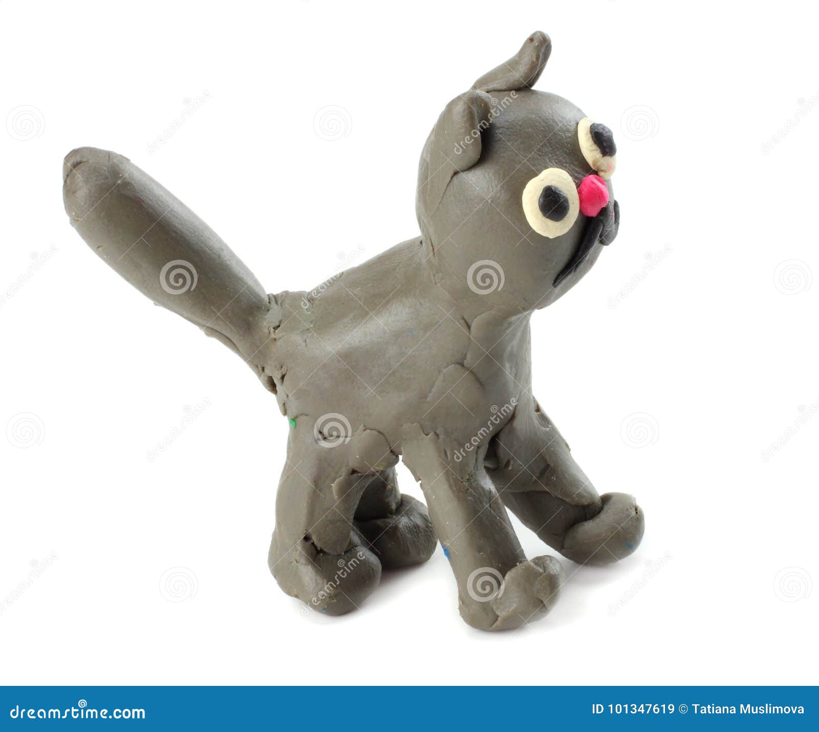 Kid s Modelling Clay  Cat  Isolated On White Background 