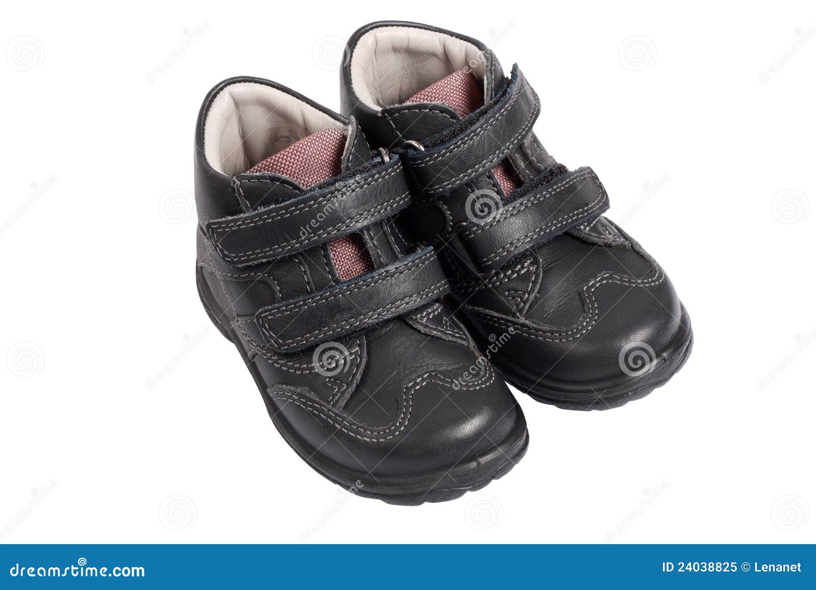 Kid S Shoes from the Black Leather Stock Image - Image of background ...