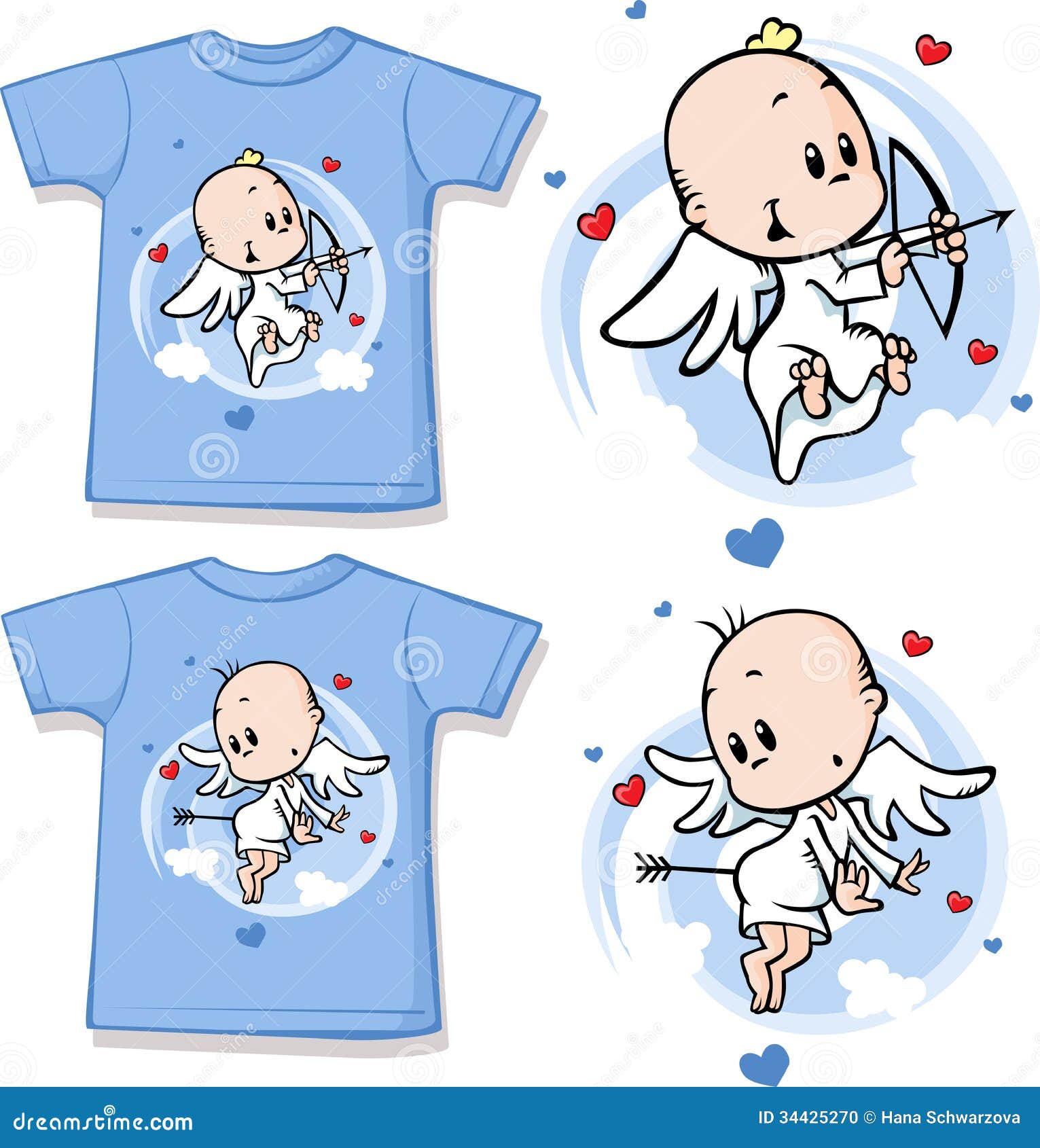 Kid Shirt with Cute Angel Printed Stock Vector Illustration of size