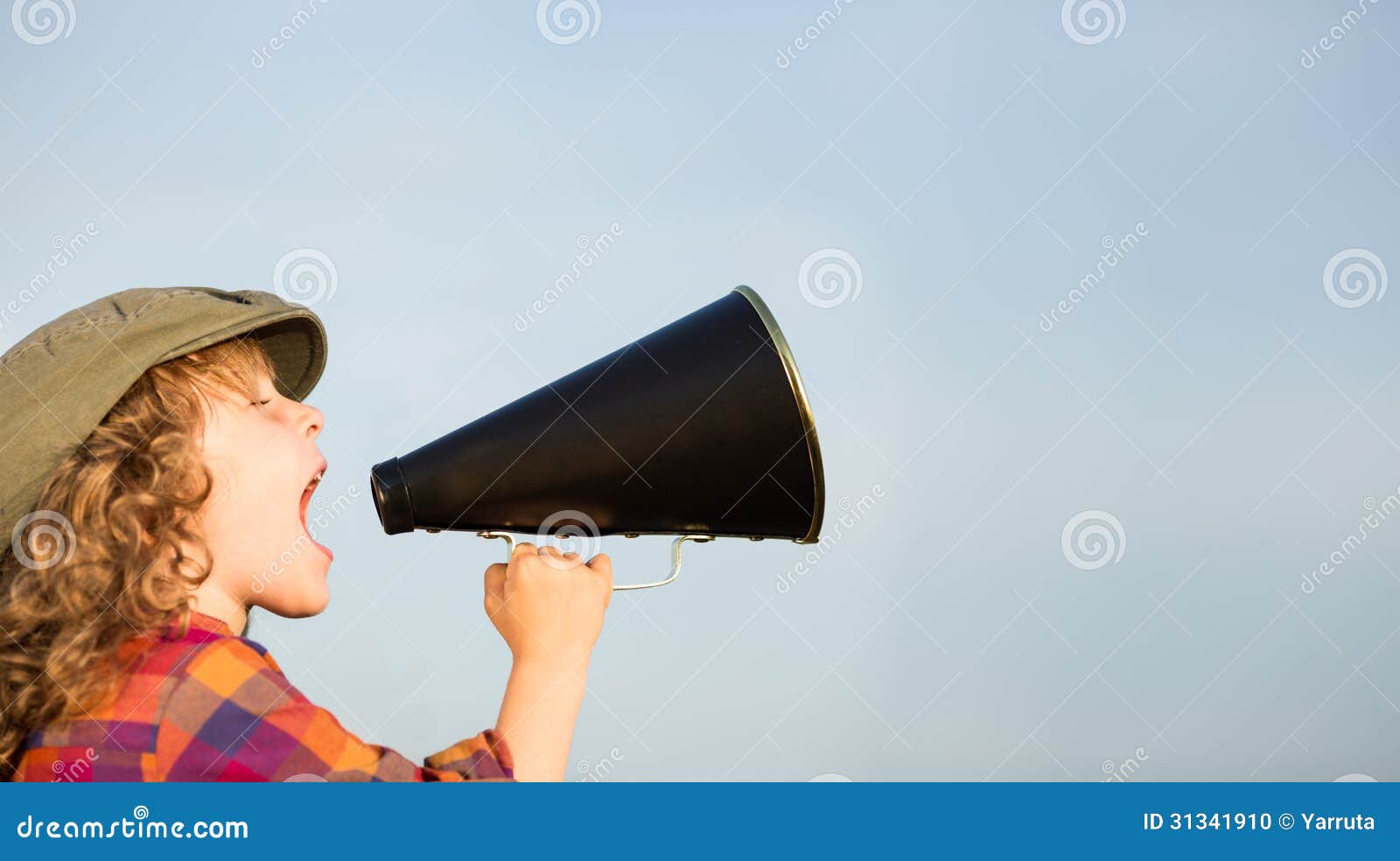 kid shouting through megaphone