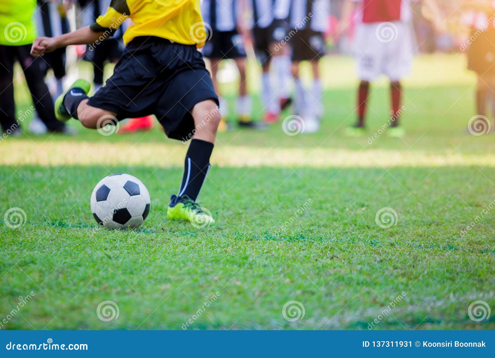 Kid Soccer Player Do Penalty Shootout Stock Image Image of equipment