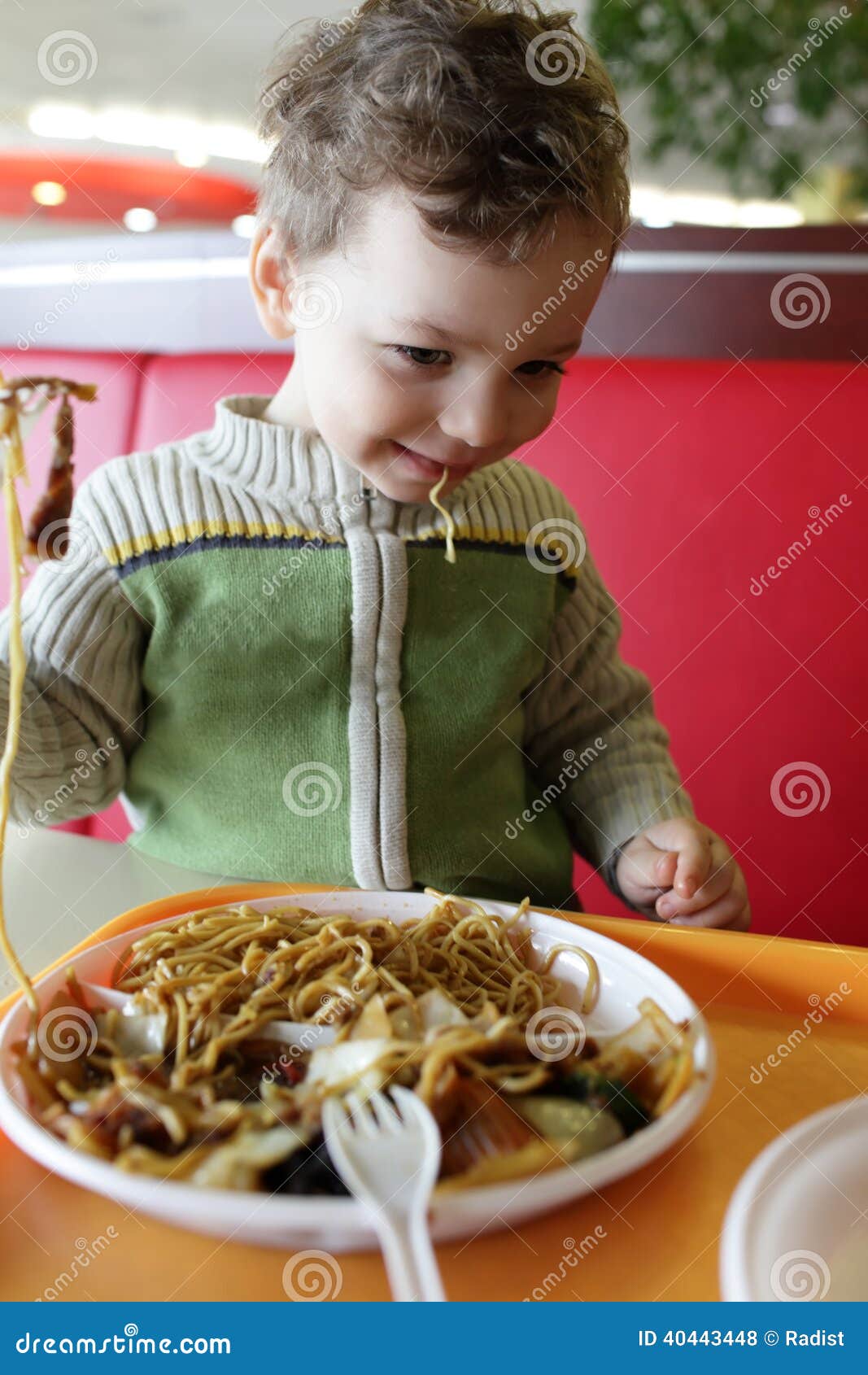 Kid with spaghetti stock photo. Image of caucasian, lips 40443448