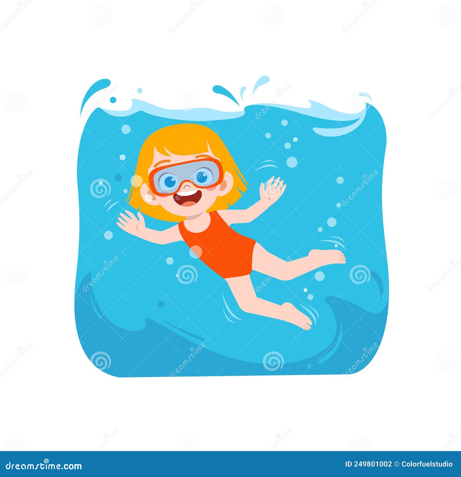 Kid Swim Under Water on Summer Holiday Stock Illustration ...