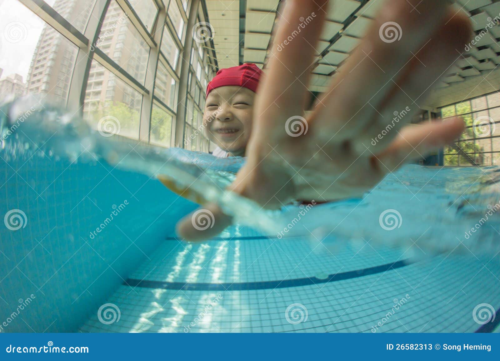 Kid Swimming in Pool with Smile Stock Image Image of face, china