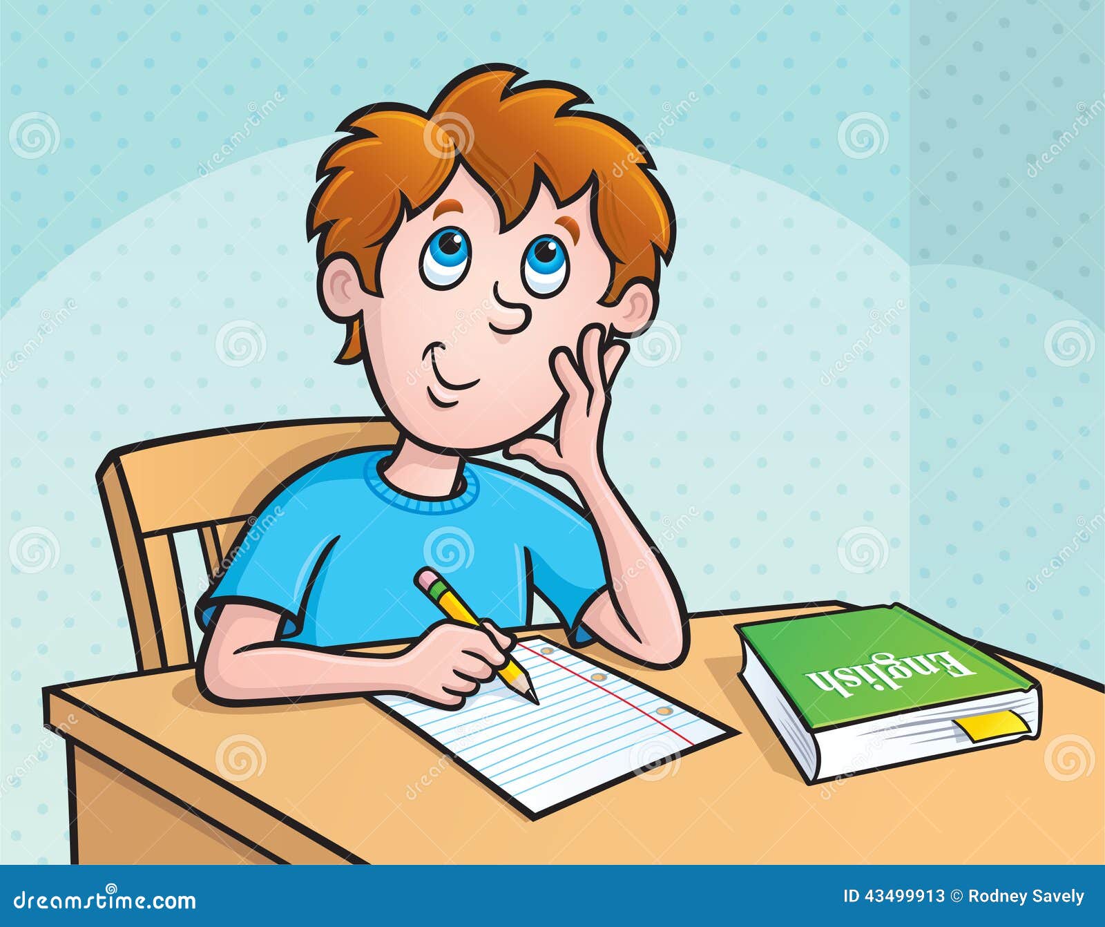 Kid Thinking What To Write Stock Illustration - Image: 43499913