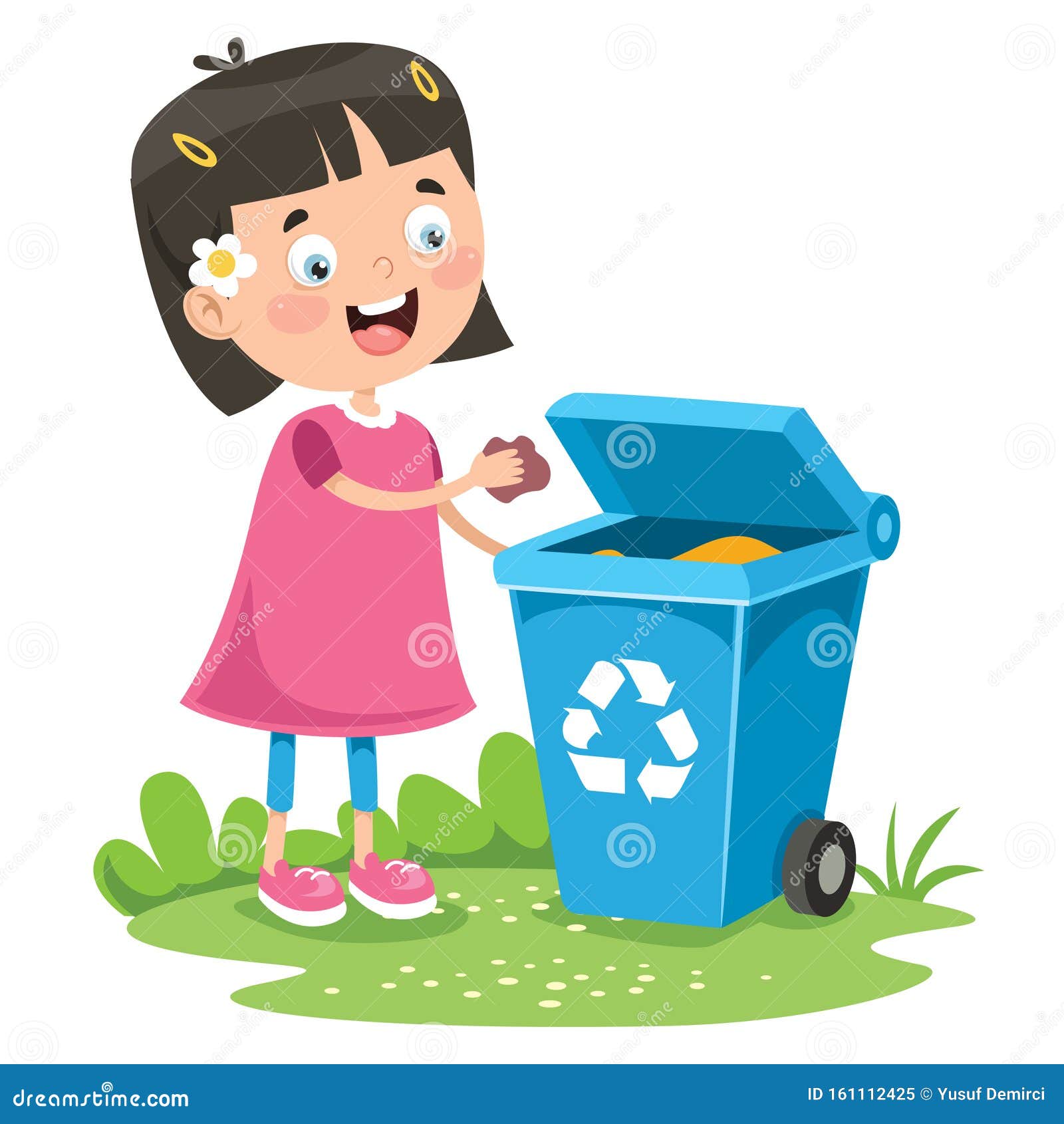 Kid Throwing Garbage In Trash Bin Stock Vector Illustration Of Collection Dirty