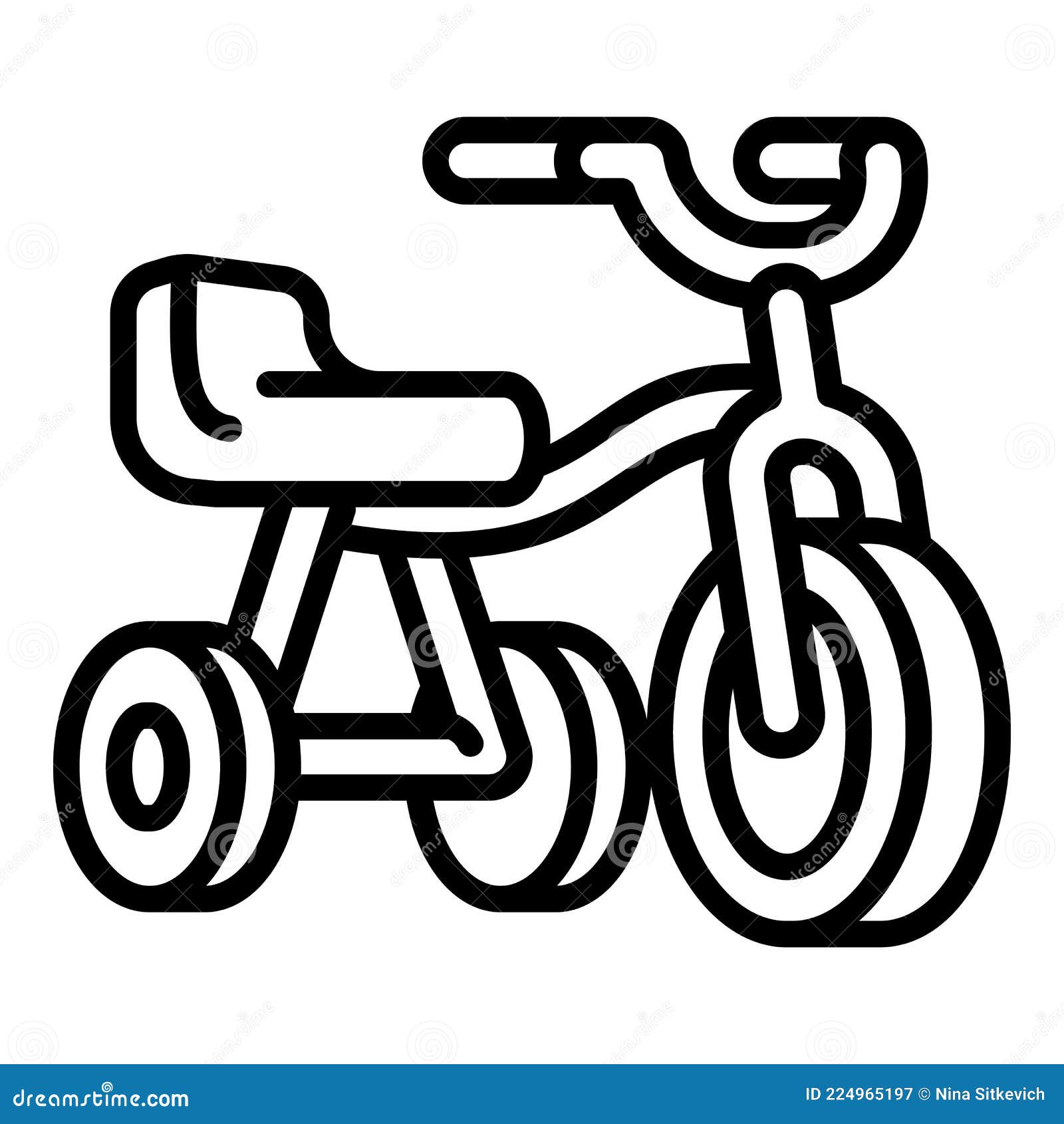 Kid Tricycle Icon, Outline Style Stock Vector Illustration of black