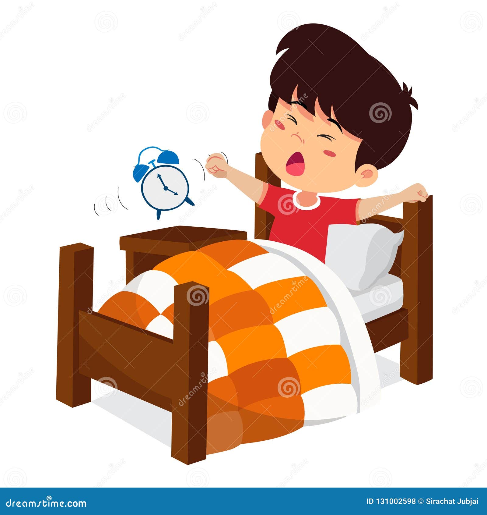 Kid Wake Up in the Morning. Stock Vector - Illustration of bedroom