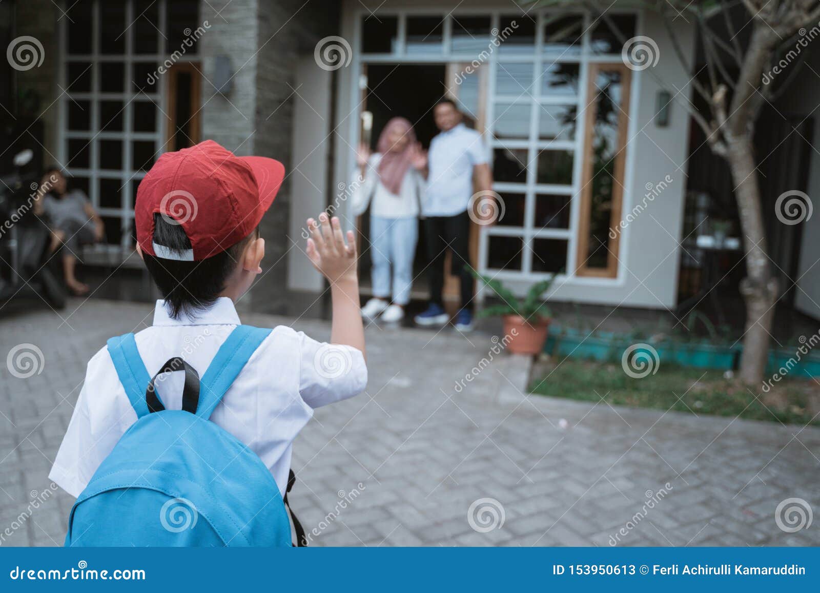 Kids Waving Goodbye At School