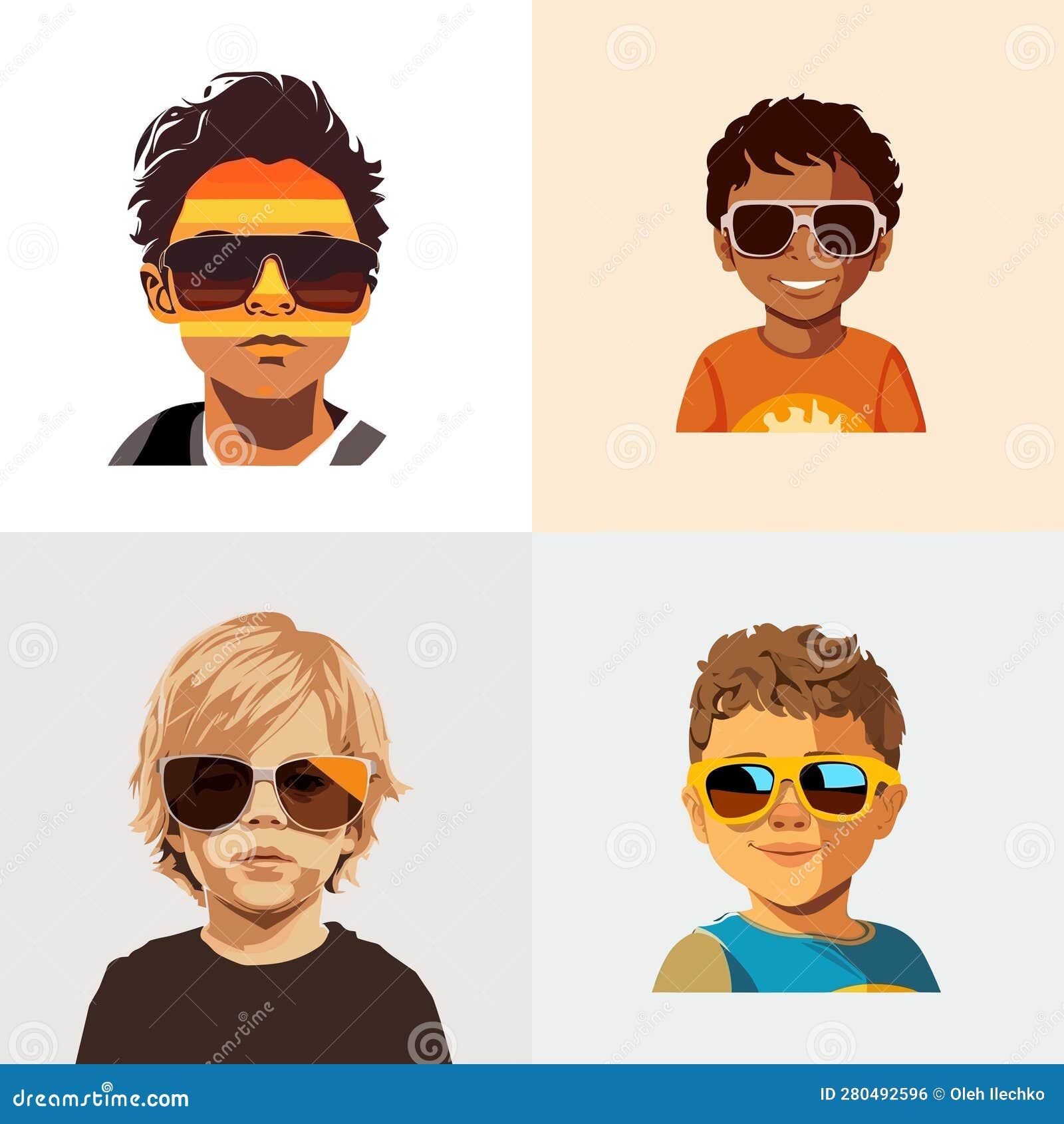 Kid Wearing Sunglasses Vector Vector Set Isolated Illustration Stock Vector Illustration of