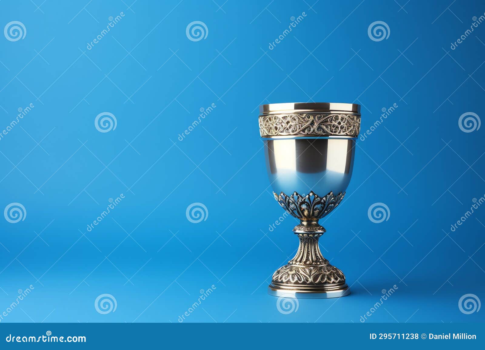 Kiddush Cup Jewish Symbol on Blue Background Stock Illustration