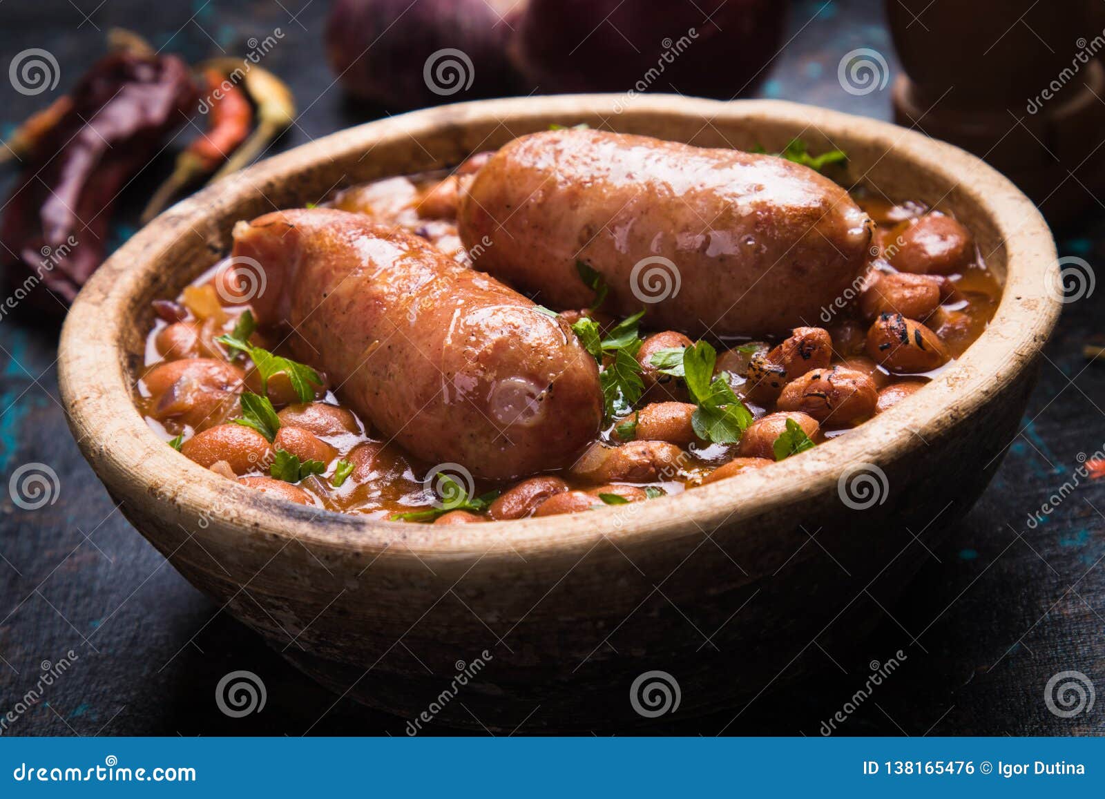 Kidney Beans with Pork Sausage Stock Photo Image of german, american