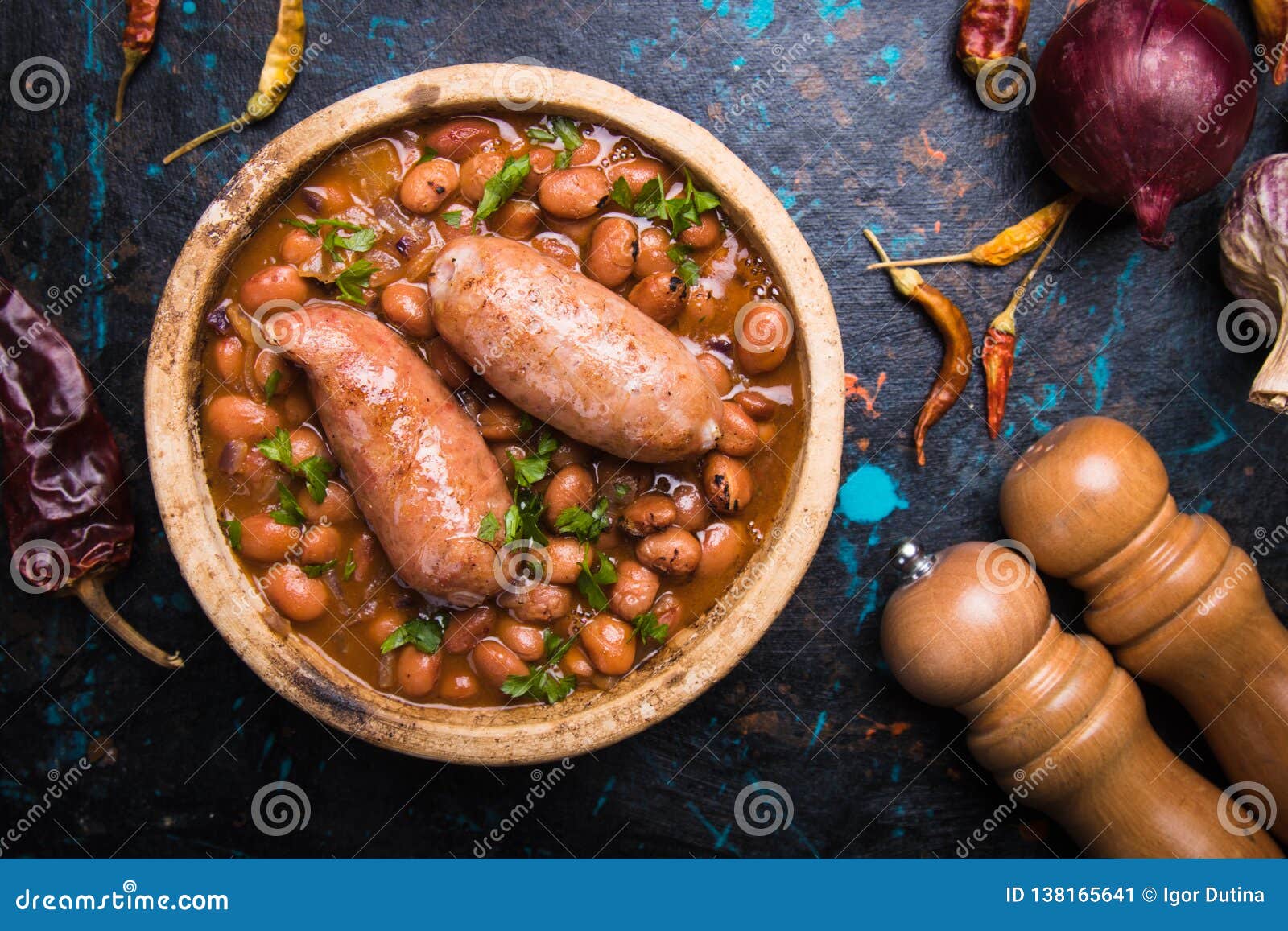 Kidney Beans with Pork Sausage Stock Image Image of brown, photograph