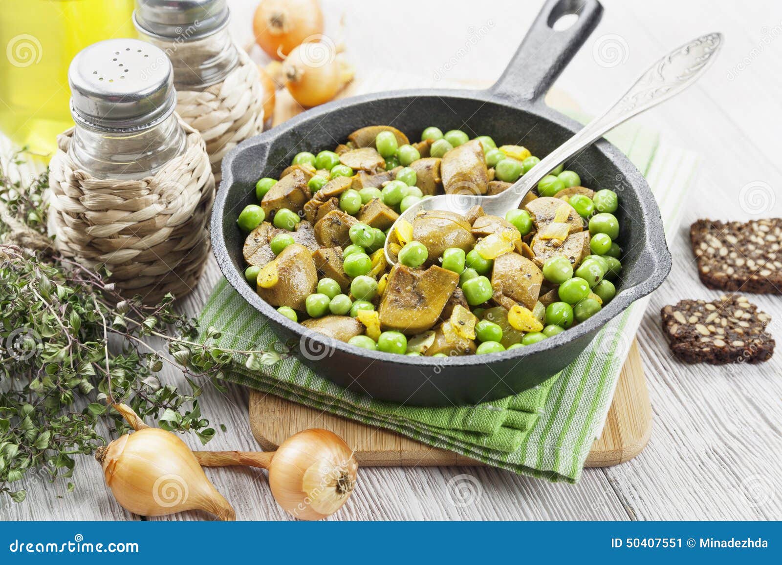 Kidneys with Green Peas and Curry Stock Image Image of beef, wood 50407551