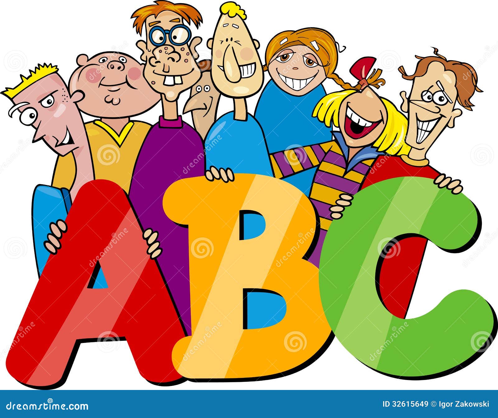 Kids With Abc Letters Cartoon Stock Vector - Illustration ...