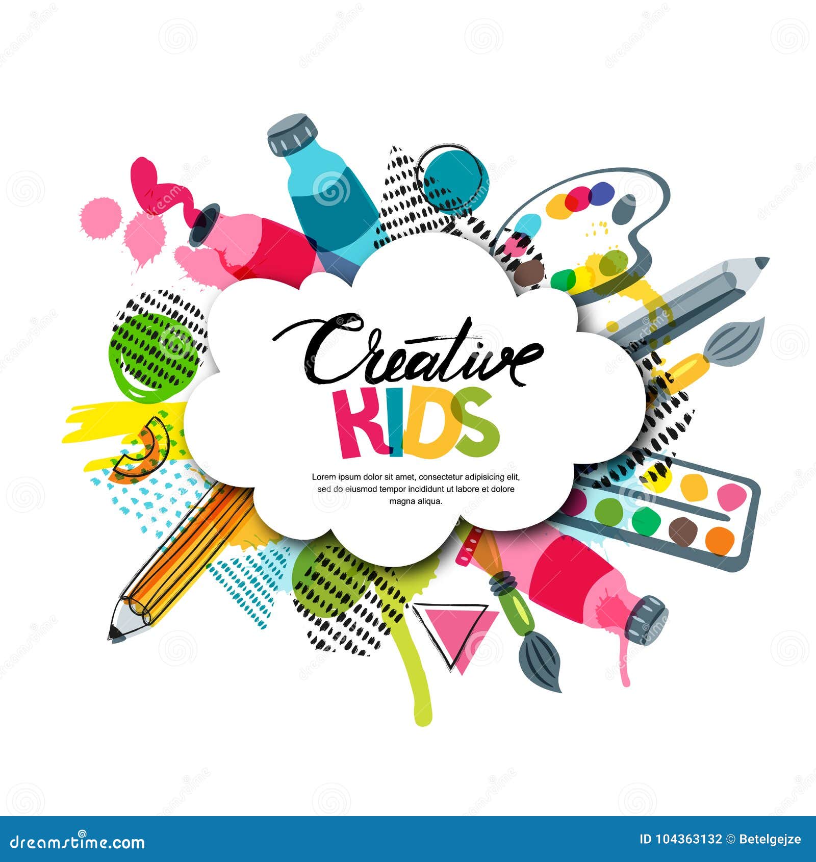 Kids Pencil Drawing. Child Crayons Design, Children Drawings Color
