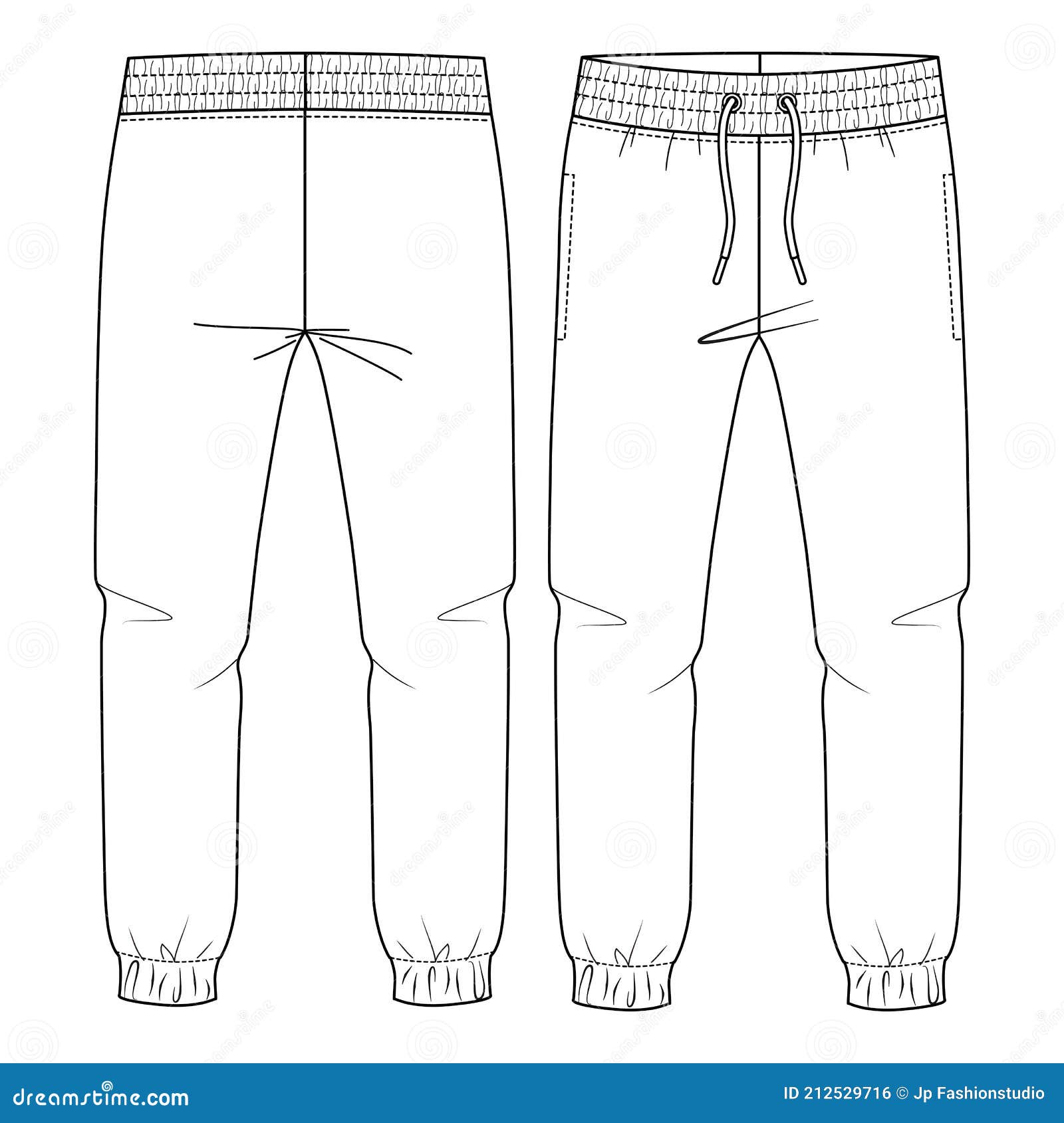 Premium Vector | Draped pants pants flat drawing fashion flat sketches