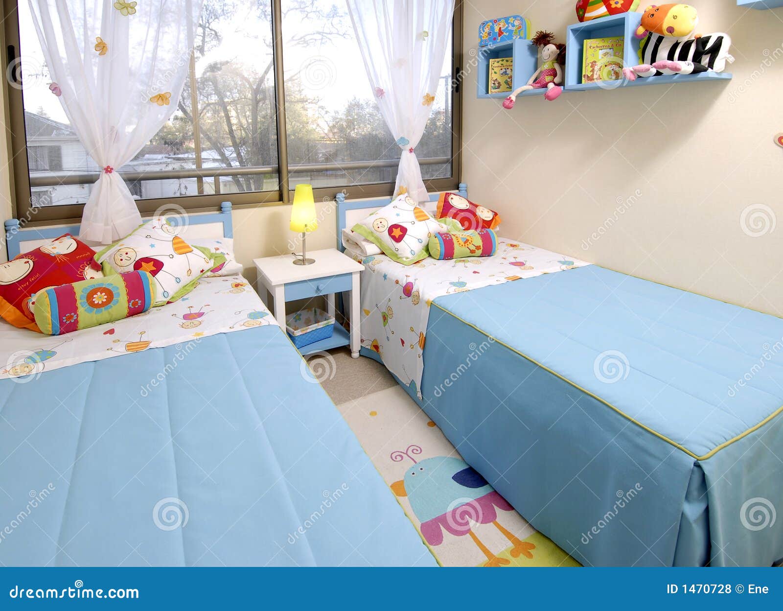 kids room with two beds