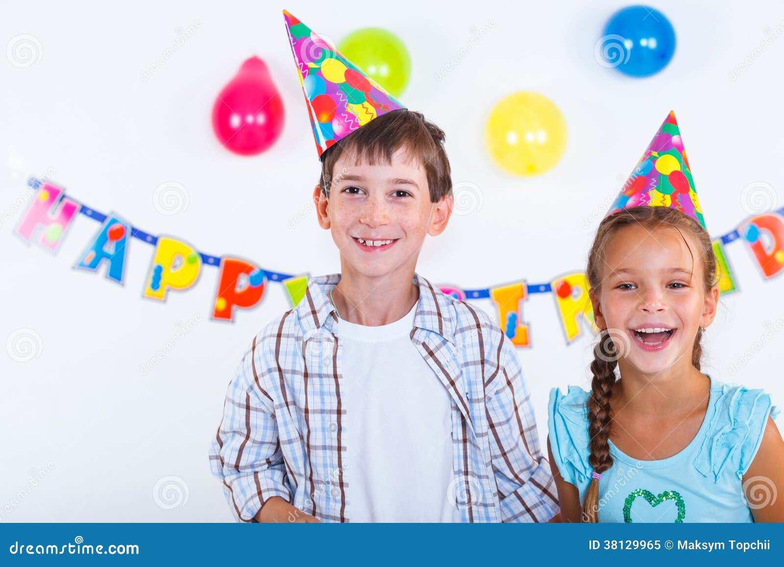 Kids at birthday party stock image. Image of friendship 38129965