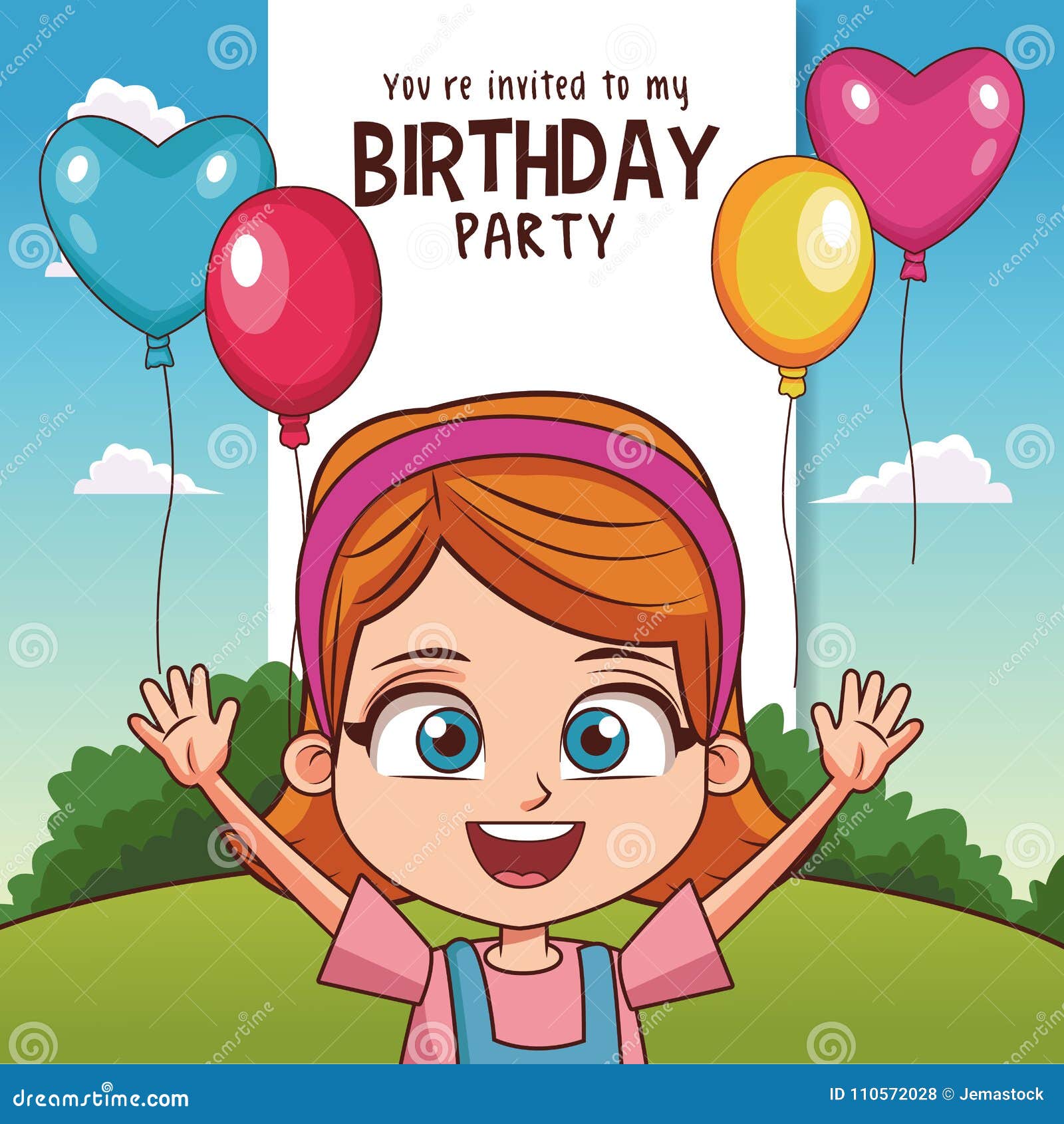 Kids Birthday Party Card Invitation Stock Vector - Illustration of card ...