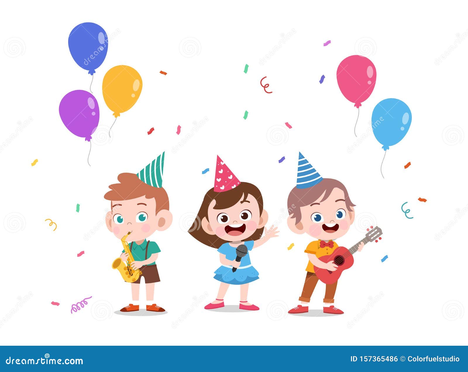 Kids Birthday Party Card Vector Illustration Stock Illustration