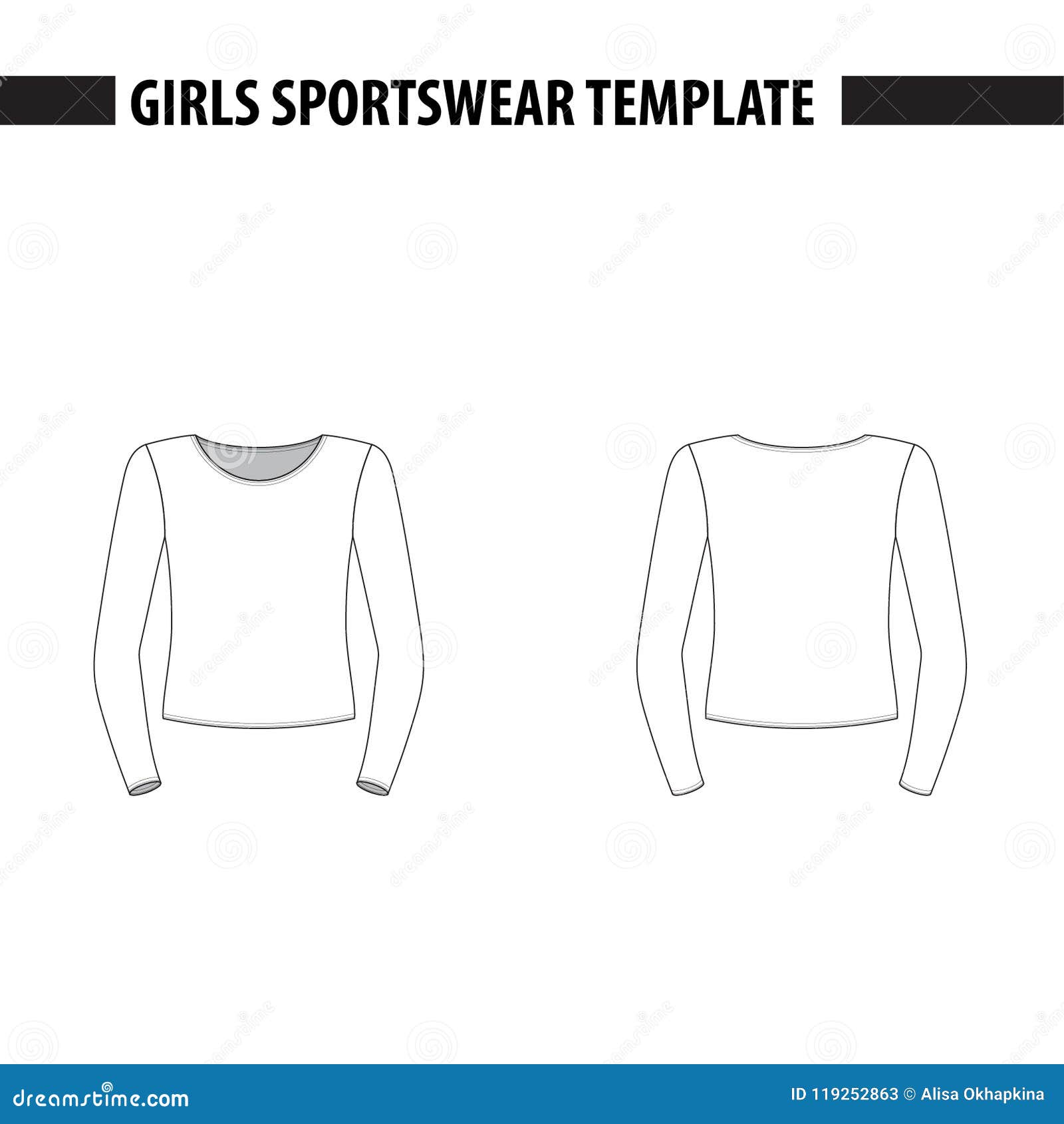 Download Kids Blank Sport Long Sleeve. Vector Template Stock Vector - Illustration of girl, vector: 119252863