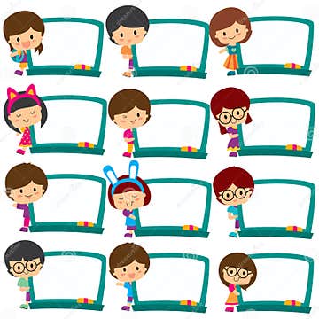 Kids Board Frames Clip Art Set Stock Vector - Illustration of classroom ...