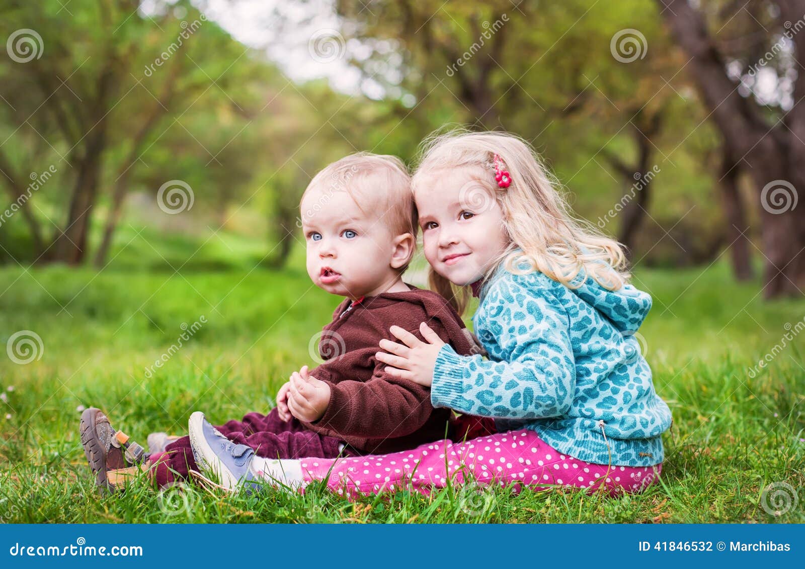 Kids Brother And Sister Sitting Stock Photo Image Of Flora Child