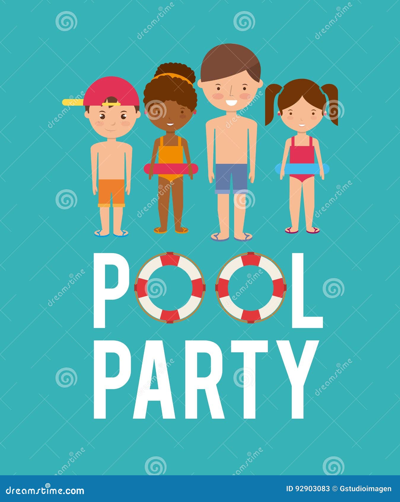 Kids Cartoon And Float Icon Swimming Pool Party Design Stock Kids Cartoon And Float Icon Swimming Pool Party Design Stock