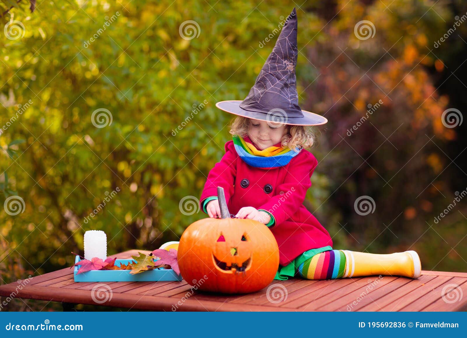 Kids Carving Halloween Pumpkin Stock Photo - Image of activity, funny ...