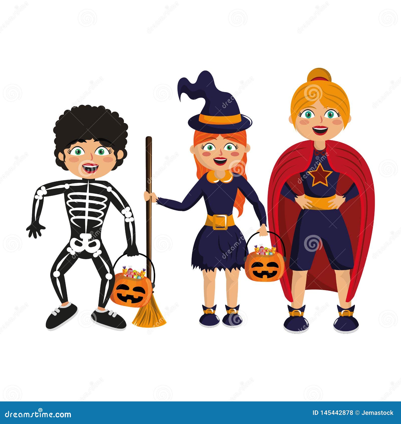 Kids with Halloween Costumes Stock Vector - Illustration of carnival ...