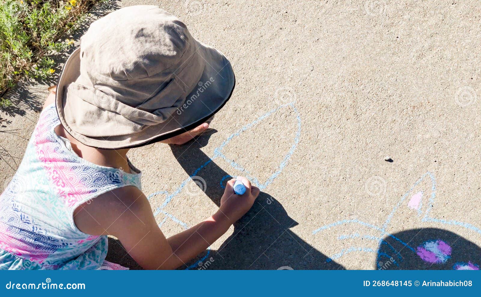 Kids chalk art stock image. Image of children, girl 268648145