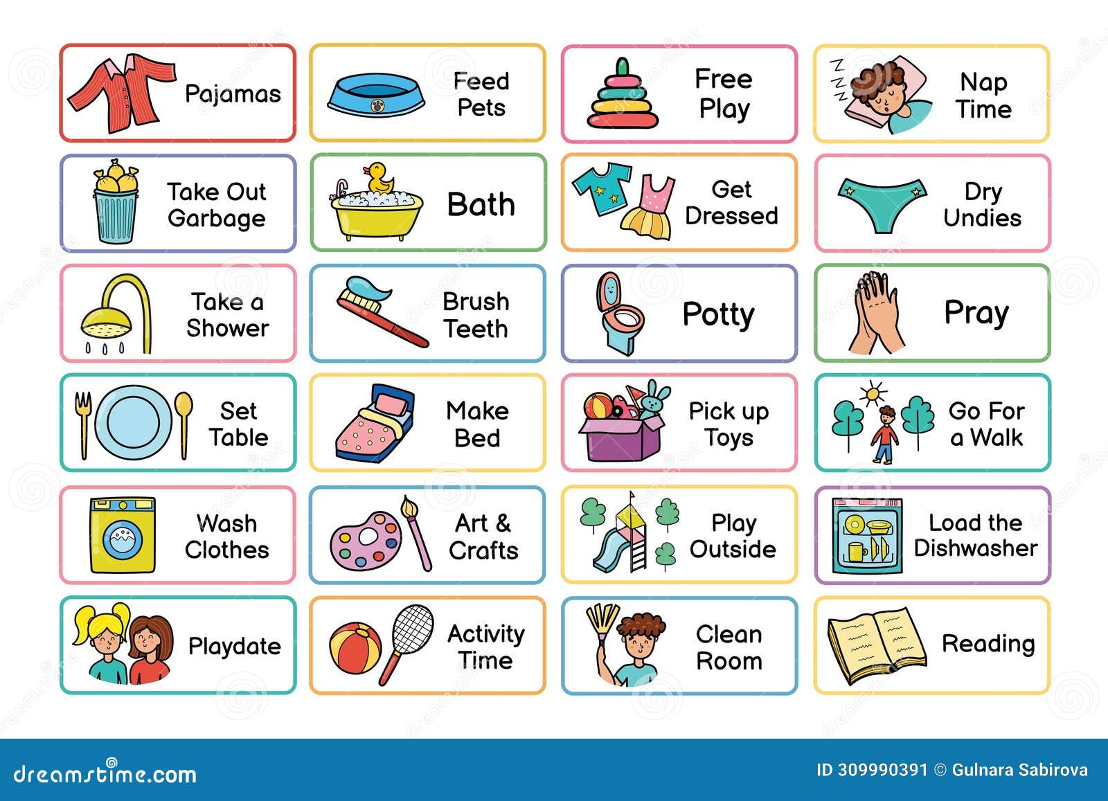 kids daily routine chores collection. responsibilities list for the chore chart