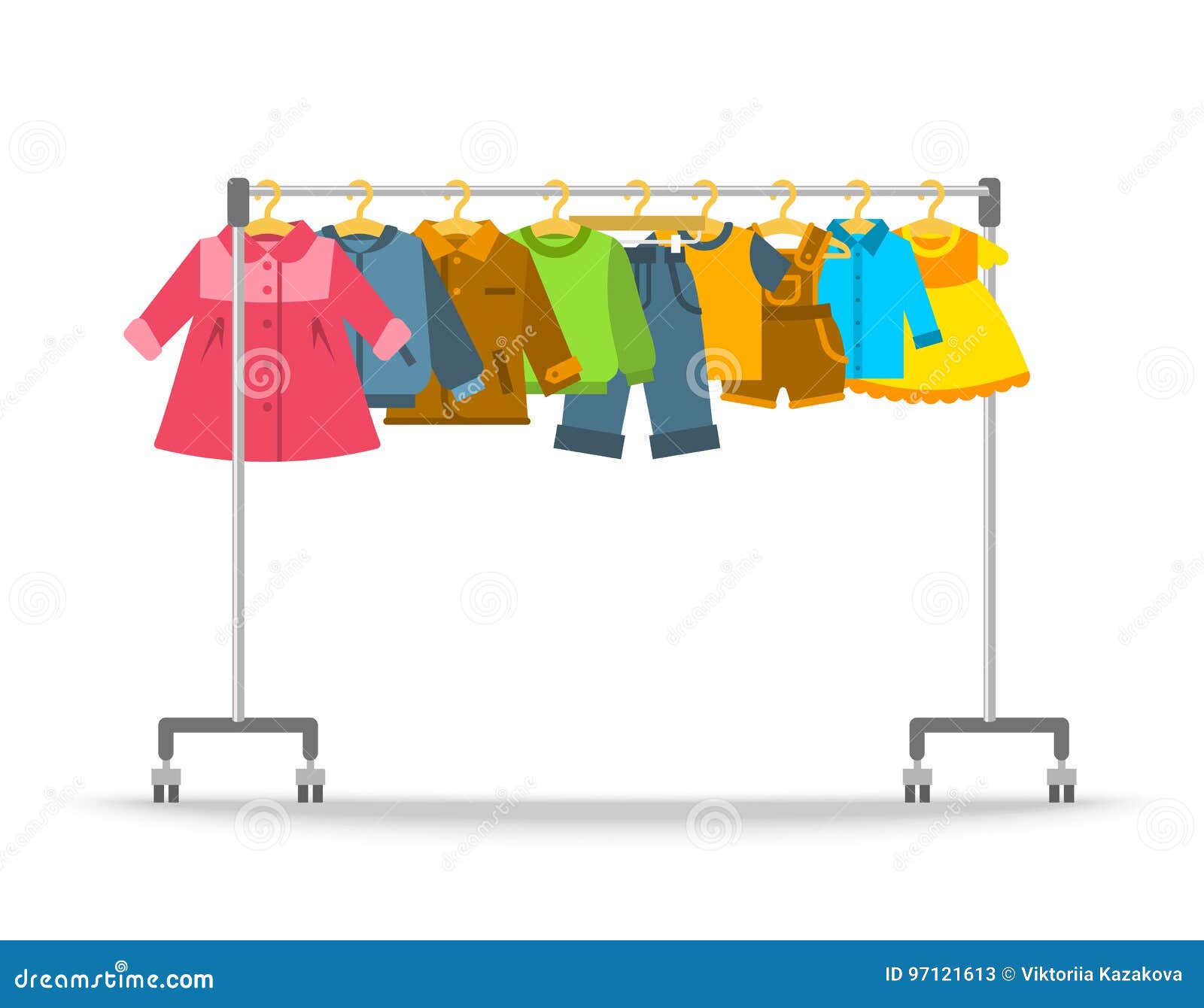 https://thumbs.dreamstime.com/z/kids-clothes-hanging-hanger-rack-flat-style-vector-illustration-casual-little-apparel-shop-rolling-display-stand-boys-97121613.jpg